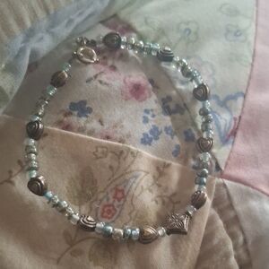 Chic Silver and Blue Heart Beaded Bracelet
